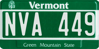 VT license plate NVA449