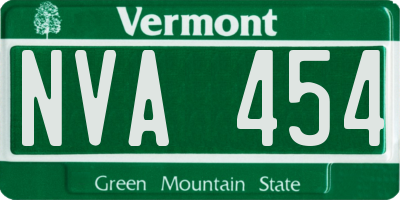 VT license plate NVA454