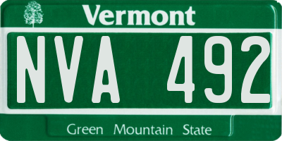 VT license plate NVA492