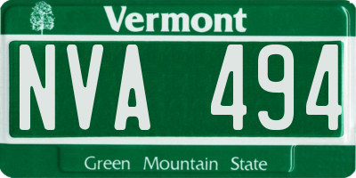 VT license plate NVA494