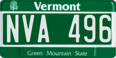 VT license plate NVA496