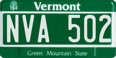 VT license plate NVA502