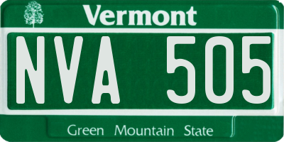 VT license plate NVA505