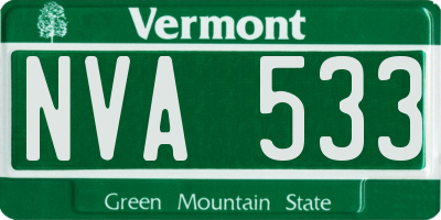 VT license plate NVA533