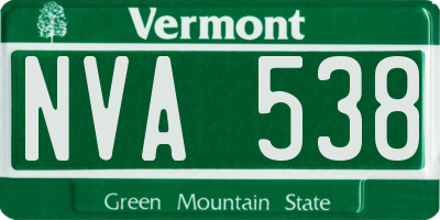 VT license plate NVA538