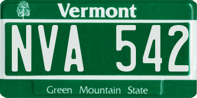 VT license plate NVA542