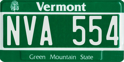 VT license plate NVA554
