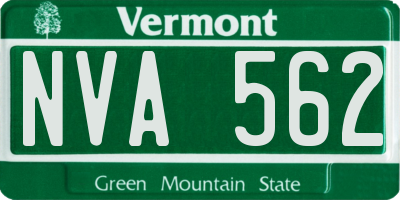 VT license plate NVA562