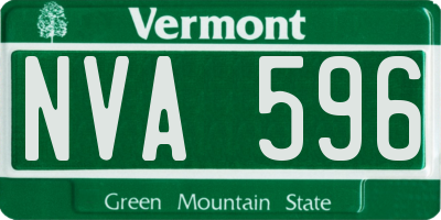 VT license plate NVA596