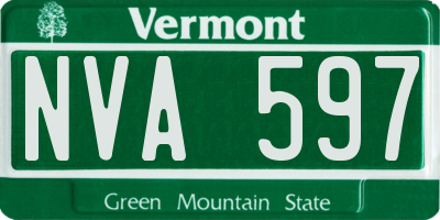 VT license plate NVA597