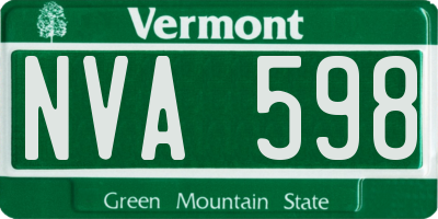 VT license plate NVA598