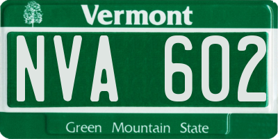 VT license plate NVA602