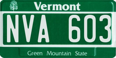 VT license plate NVA603