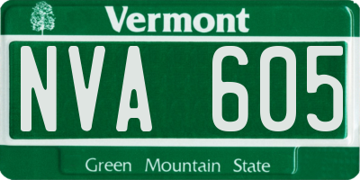 VT license plate NVA605