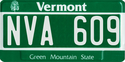 VT license plate NVA609