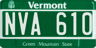 VT license plate NVA610