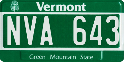 VT license plate NVA643