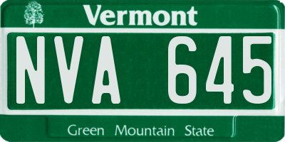VT license plate NVA645