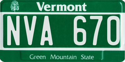 VT license plate NVA670