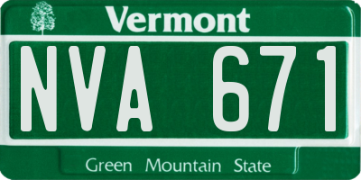 VT license plate NVA671