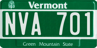 VT license plate NVA701