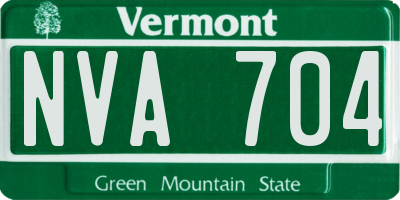 VT license plate NVA704