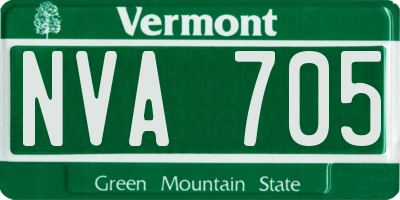 VT license plate NVA705