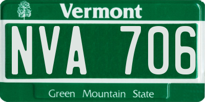 VT license plate NVA706
