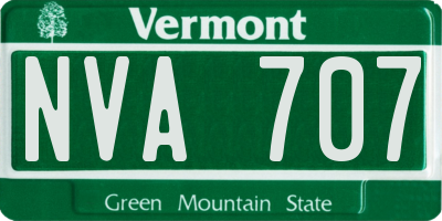 VT license plate NVA707