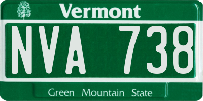 VT license plate NVA738