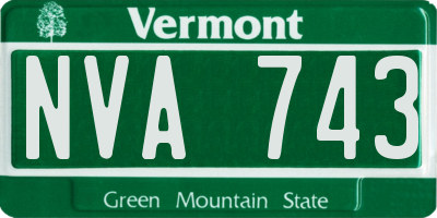 VT license plate NVA743