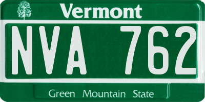 VT license plate NVA762