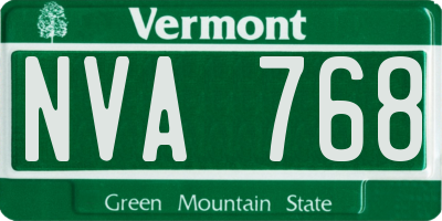 VT license plate NVA768