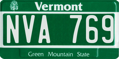 VT license plate NVA769