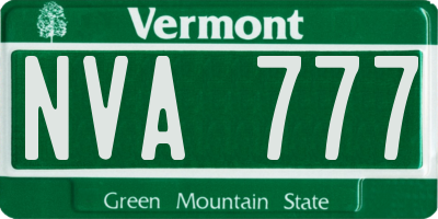 VT license plate NVA777