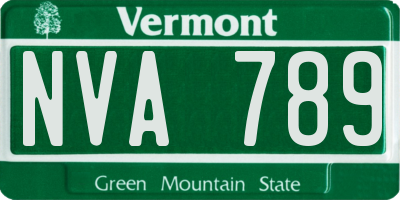 VT license plate NVA789