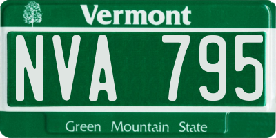 VT license plate NVA795