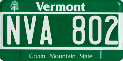 VT license plate NVA802