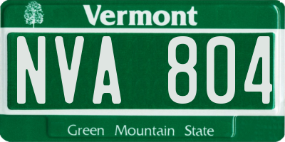 VT license plate NVA804