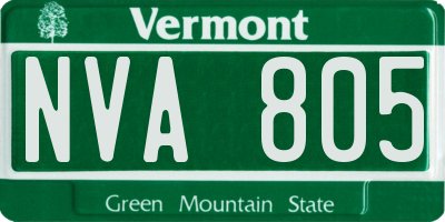VT license plate NVA805
