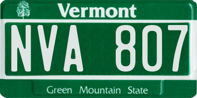 VT license plate NVA807