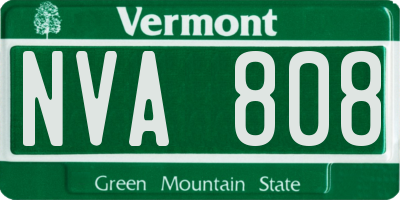 VT license plate NVA808