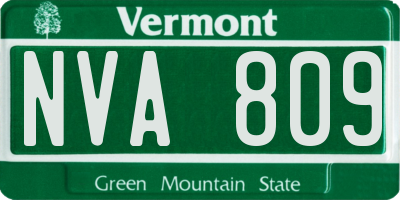 VT license plate NVA809