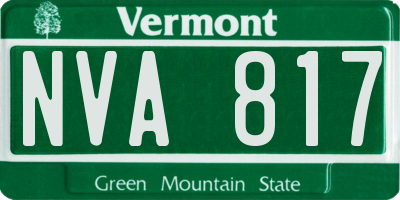 VT license plate NVA817