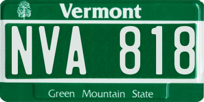 VT license plate NVA818