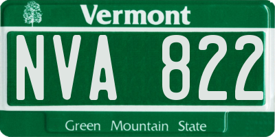 VT license plate NVA822