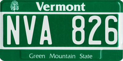 VT license plate NVA826