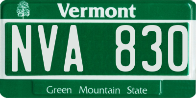 VT license plate NVA830