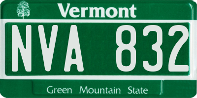 VT license plate NVA832