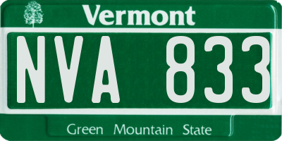 VT license plate NVA833